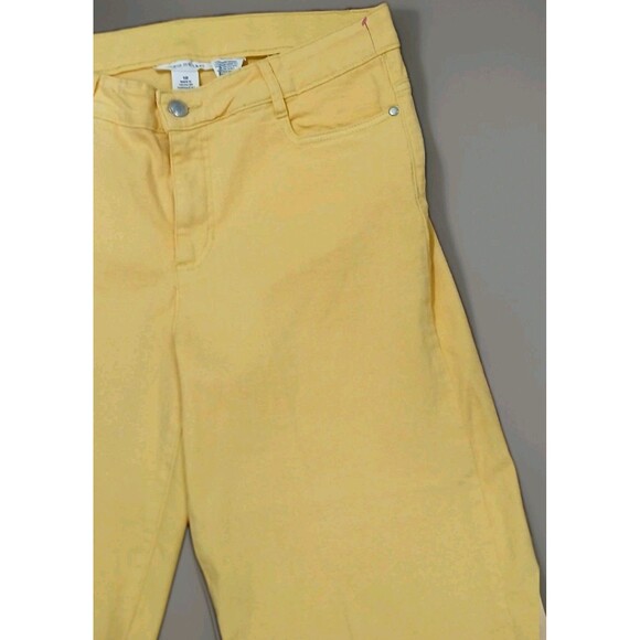 Skye’s The Limit Women 10 Yellow Wide Leg Crop Jeans Stretch Coastal Grandma Y2K - Picture 3 of 12